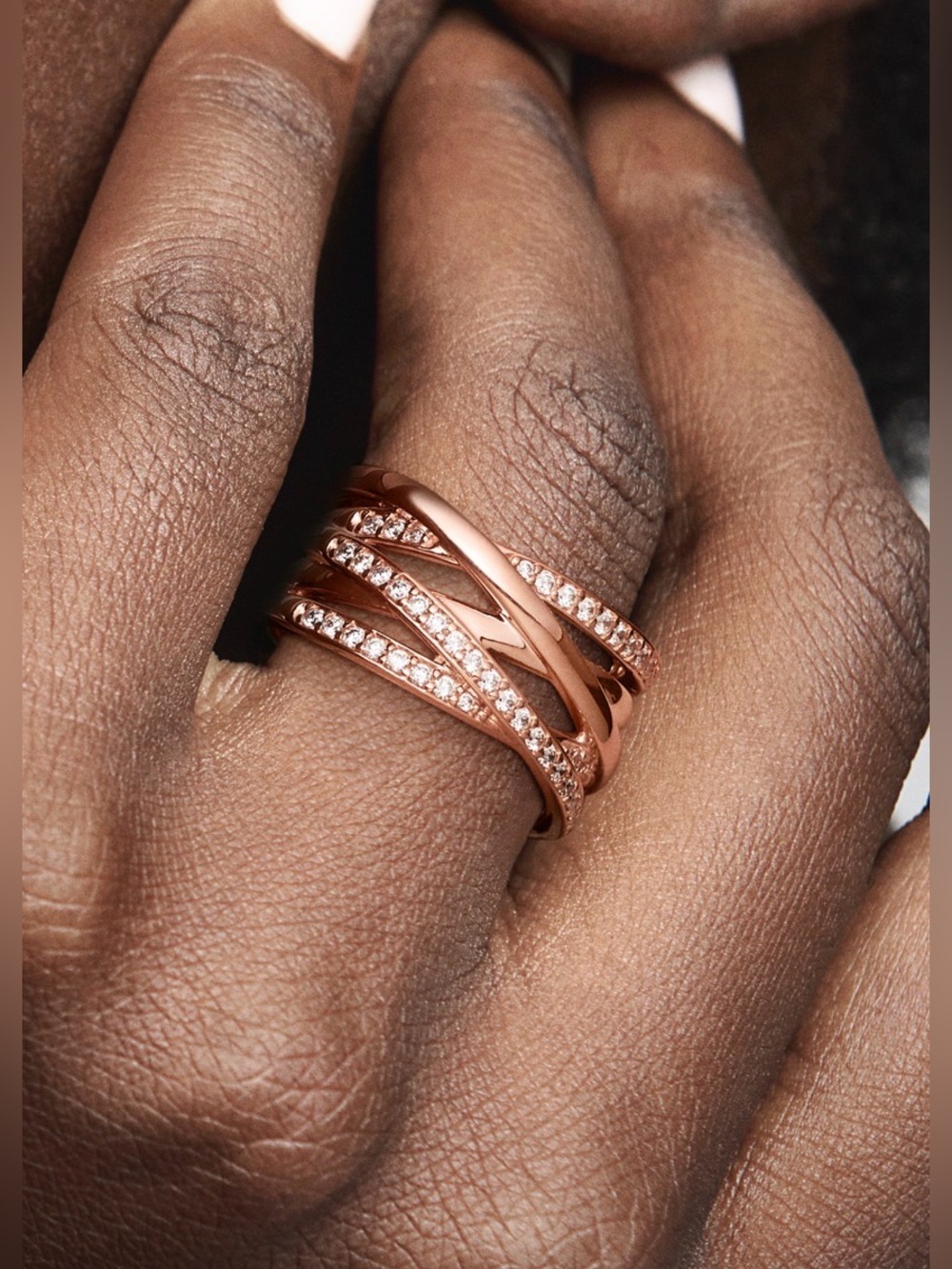 Pandora Sparkling & Polished Lines Ring (Entwined Ring) Silver